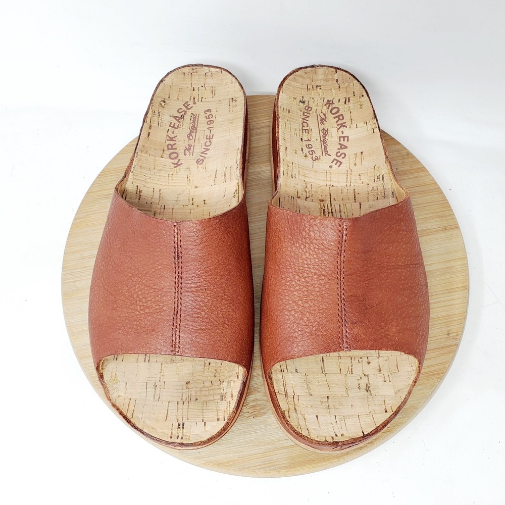 Kork-Ease Tutsi Sandals Womens 7 Brown Leather Slide Platform Slip On Shoes